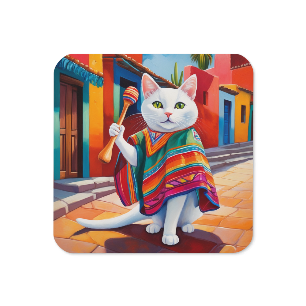 PugMug Custom White Companion Cat Coaster