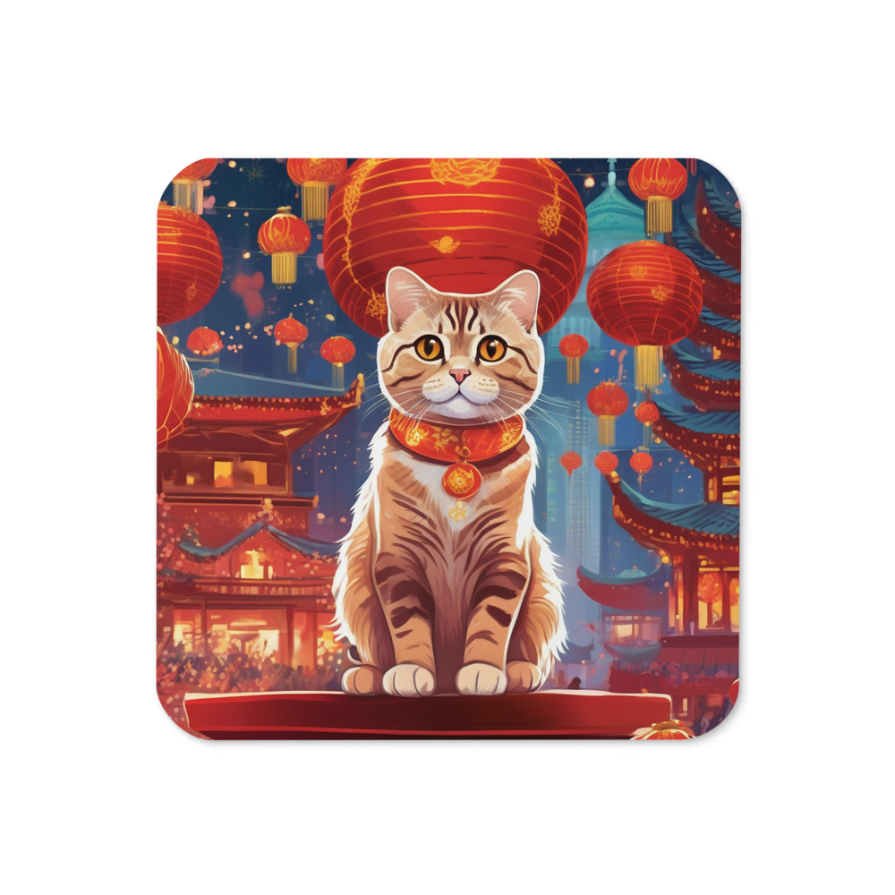 PugMug Custom Tabby Scottish Fold Cat Coaster