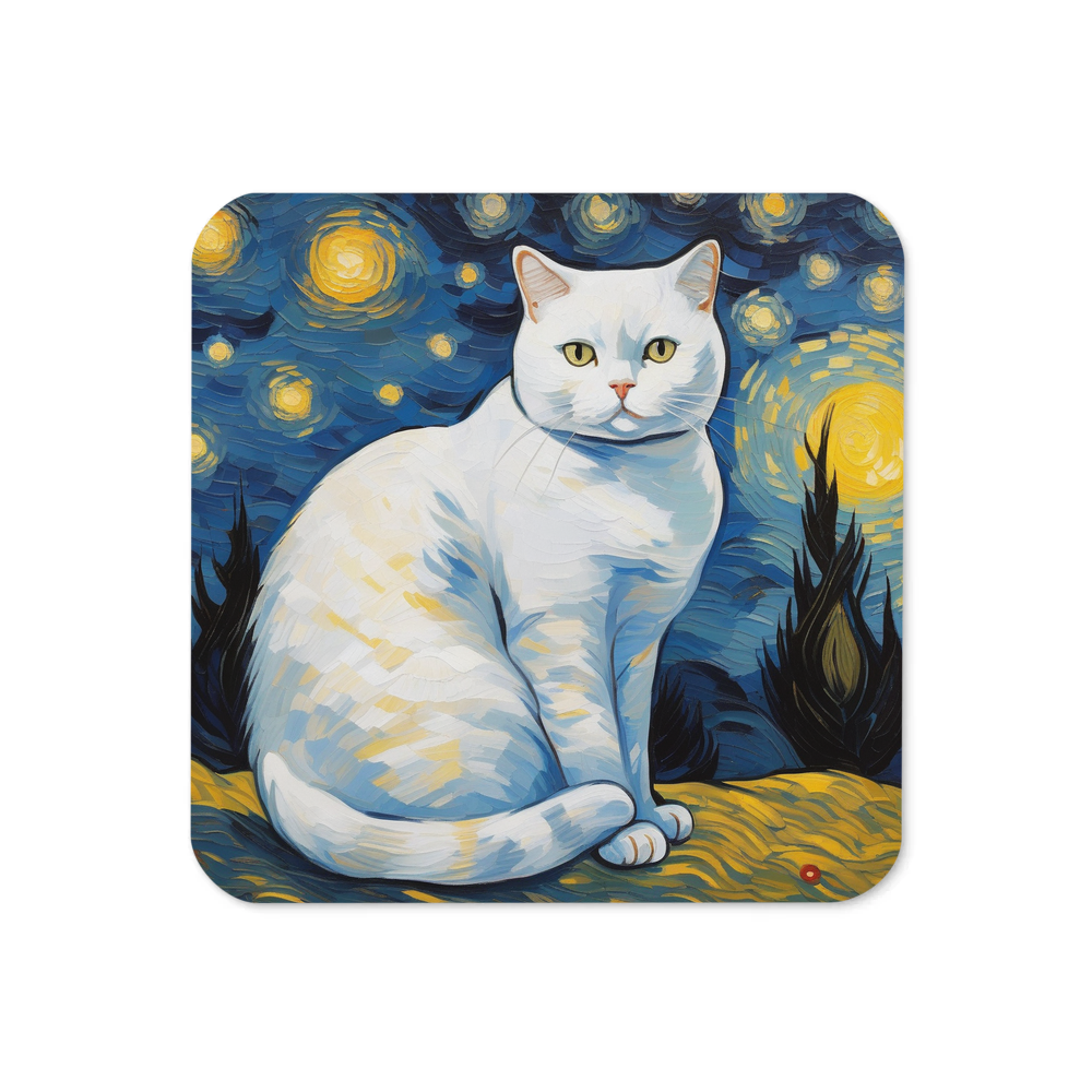 PugMug Custom White British Shorthair Cat Coaster