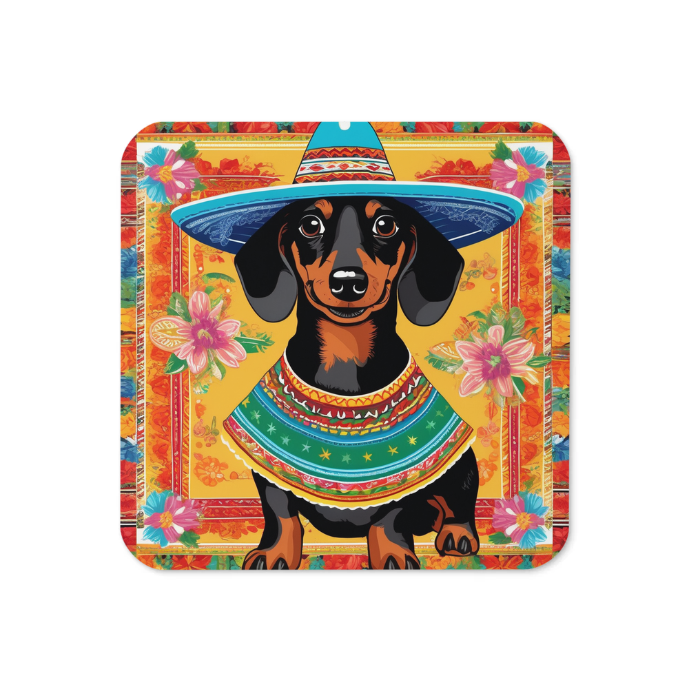 PugMug Custom Black Dachshund Coaster