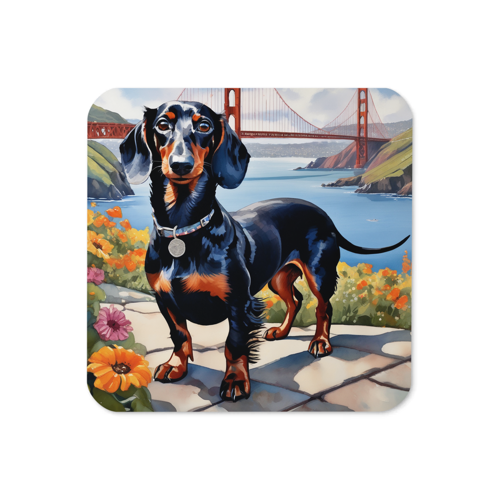 PugMug Custom Black Dachshund Coaster