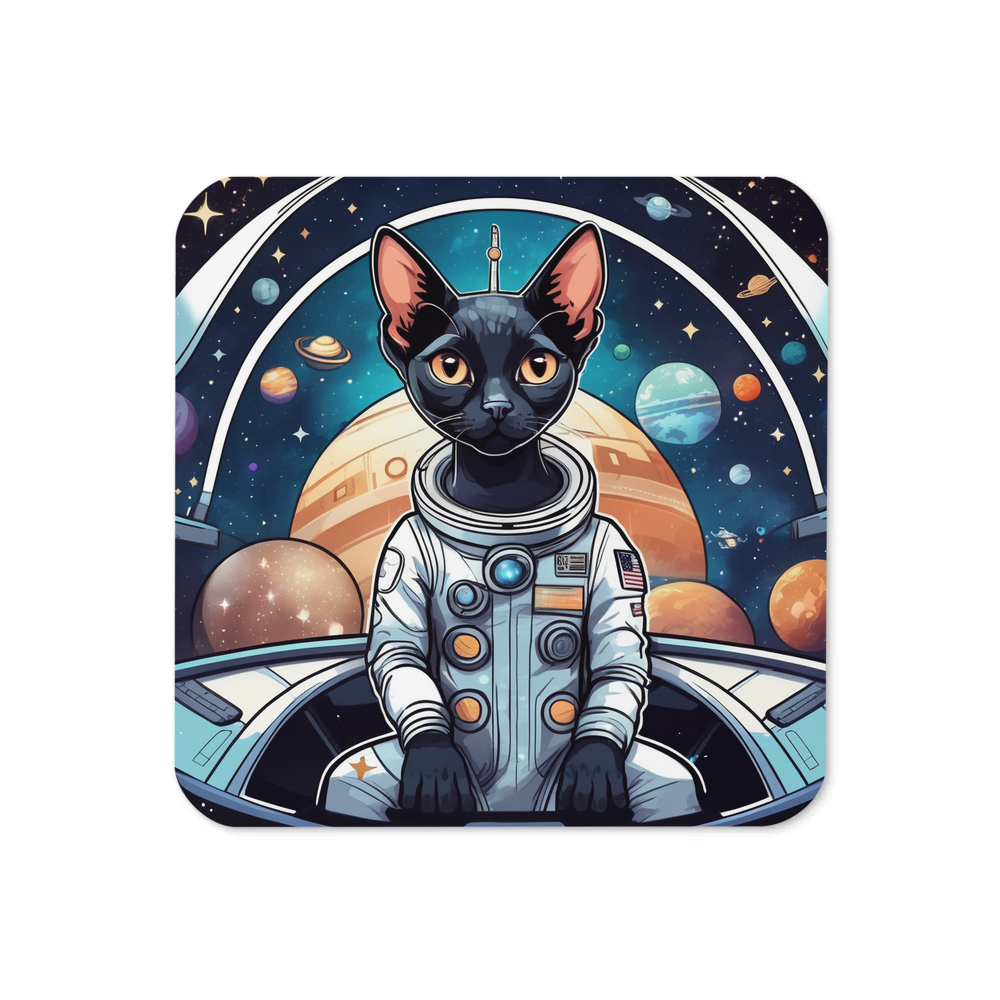 PugMug Custom Black Devon Rex Cat Coaster