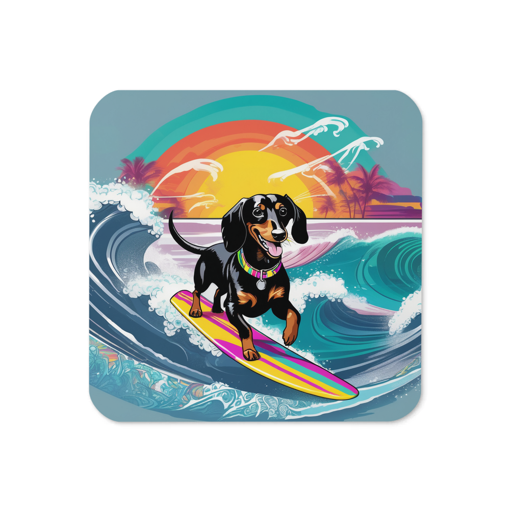 PugMug Custom Black Dachshund Coaster