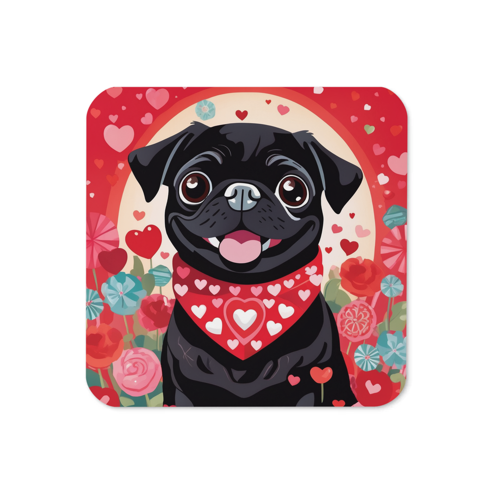 PugMug Custom Black Pug Coaster