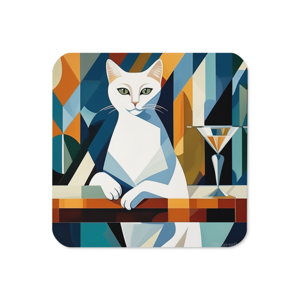 PugMug Custom White Companion Cat Coaster