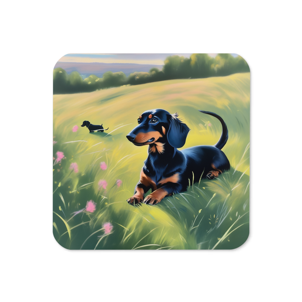 PugMug Custom Black Dachshund Coaster