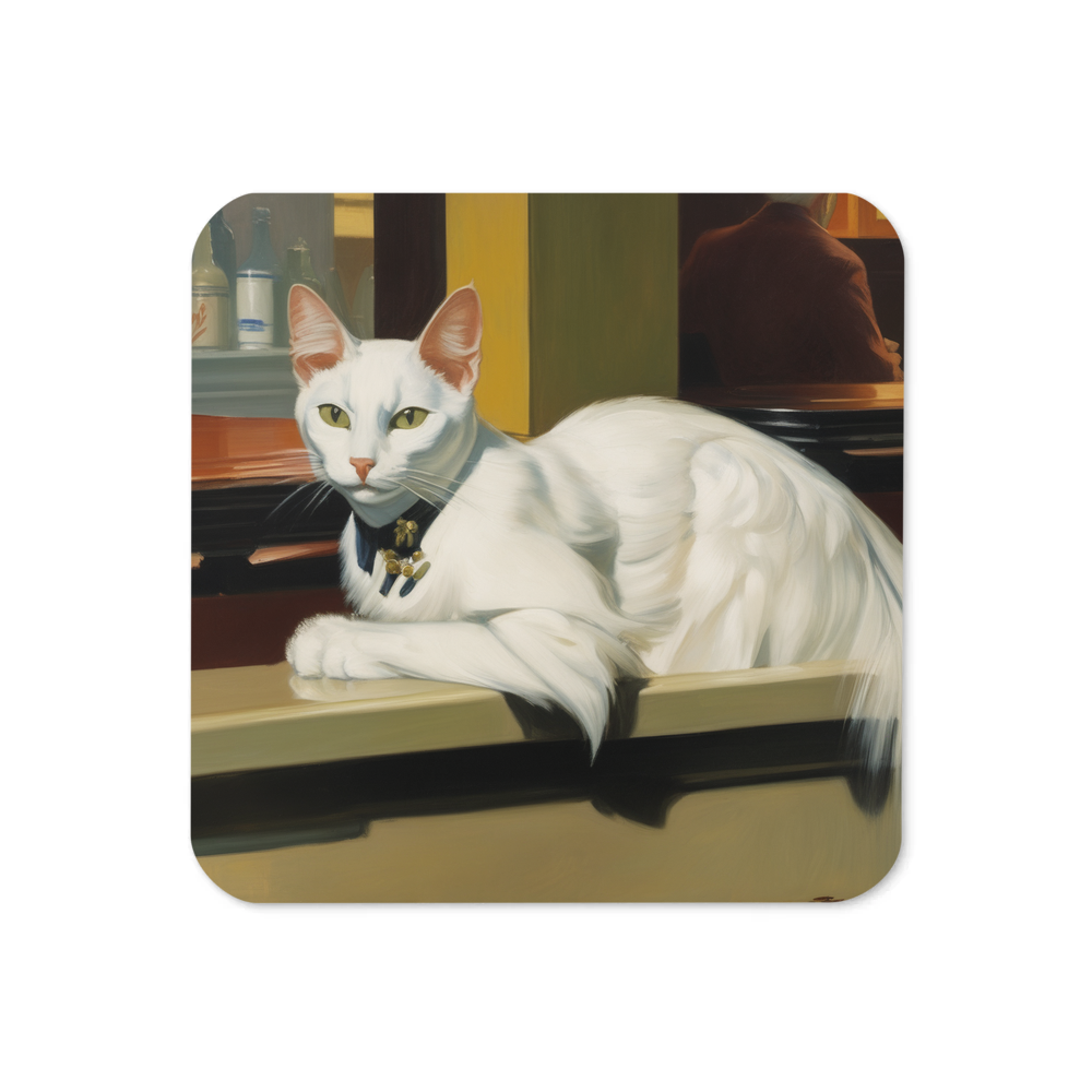 PugMug Custom White Companion Cat Coaster