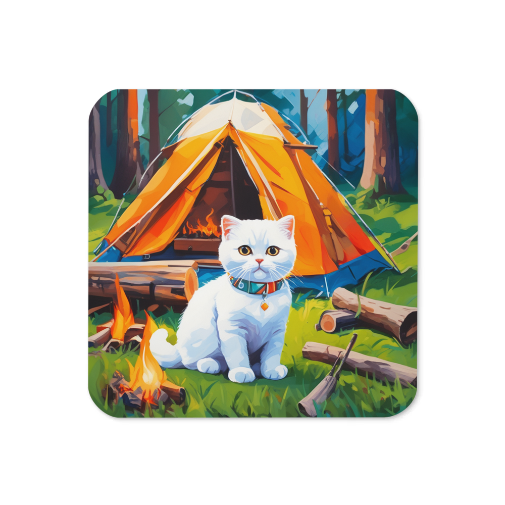 PugMug Custom White Scottish Fold Cat Coaster