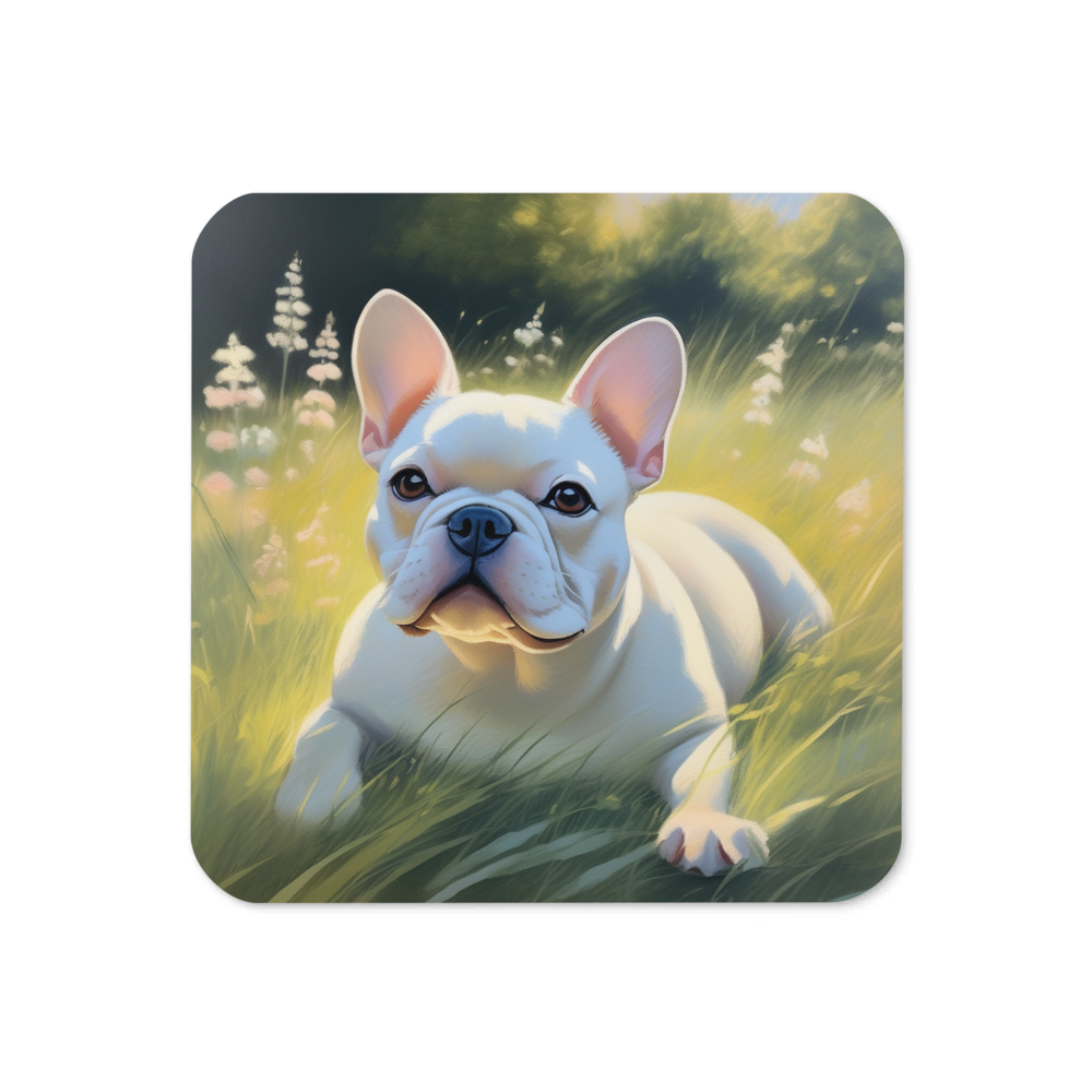 PugMug Custom White French Bulldog Coaster