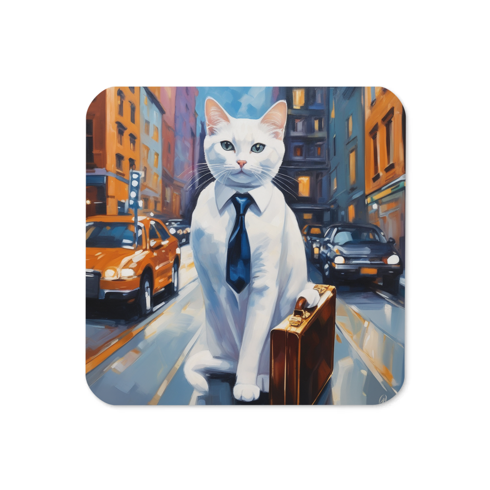 PugMug Custom White Companion Cat Coaster