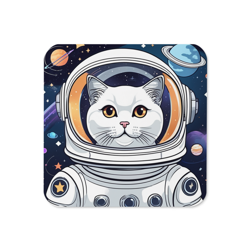 PugMug Custom White Scottish Fold Cat Coaster