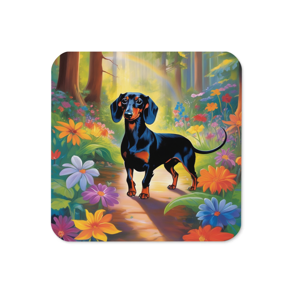 PugMug Custom Black Dachshund Coaster