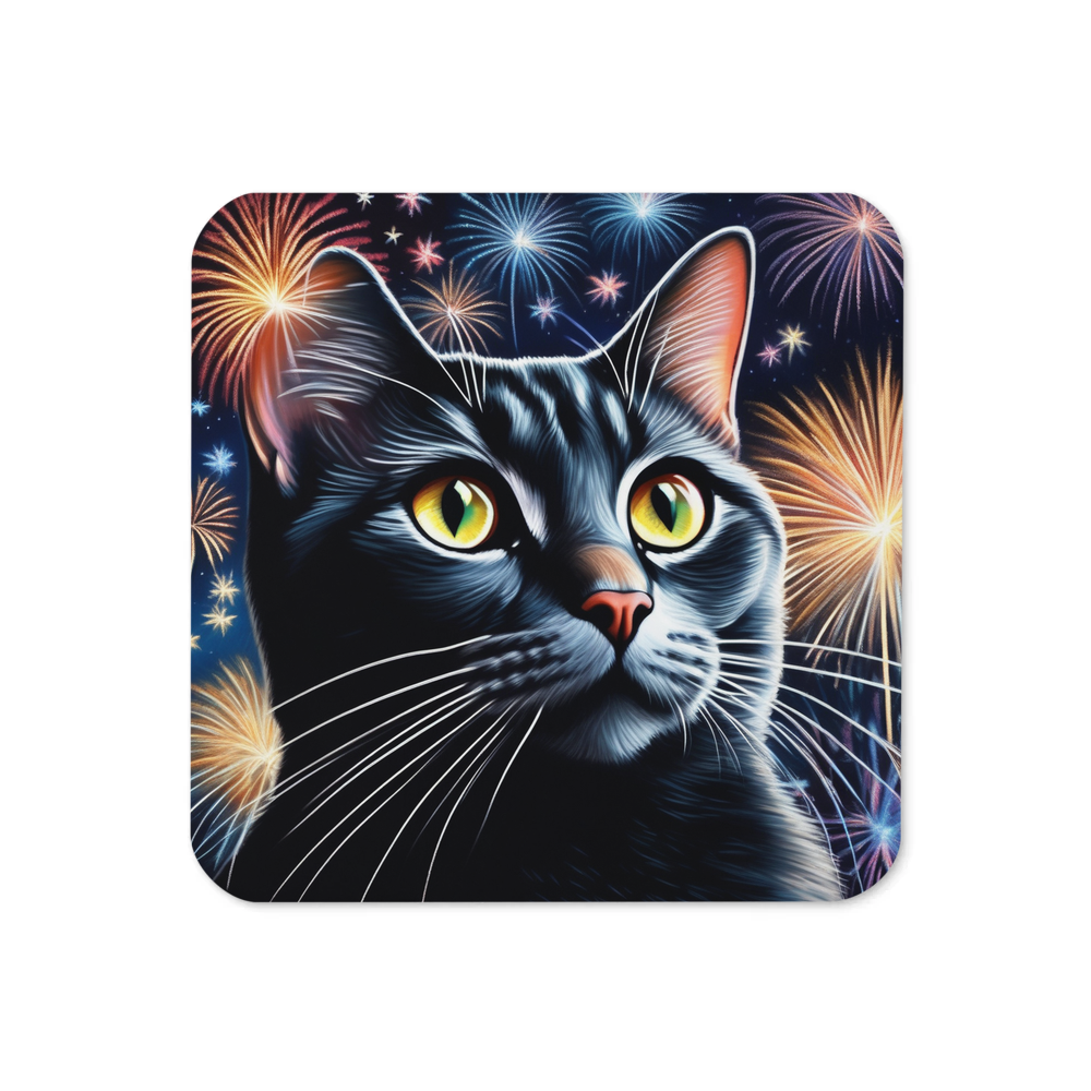 PugMug Custom Black American Shorthair Cat Coaster