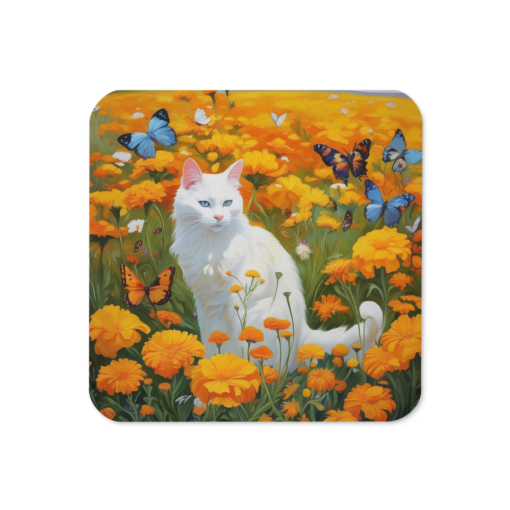 PugMug Custom White Companion Cat Coaster