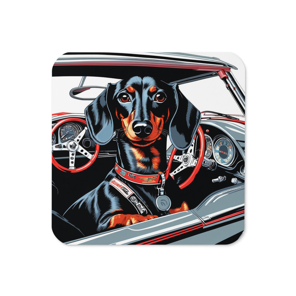 PugMug Custom Black Dachshund Coaster