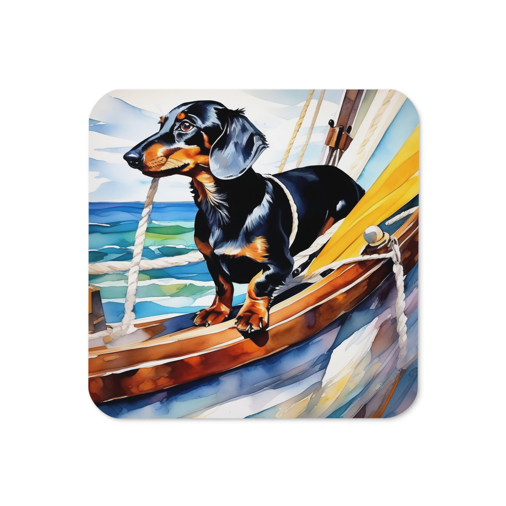 PugMug Custom Black Dachshund Coaster