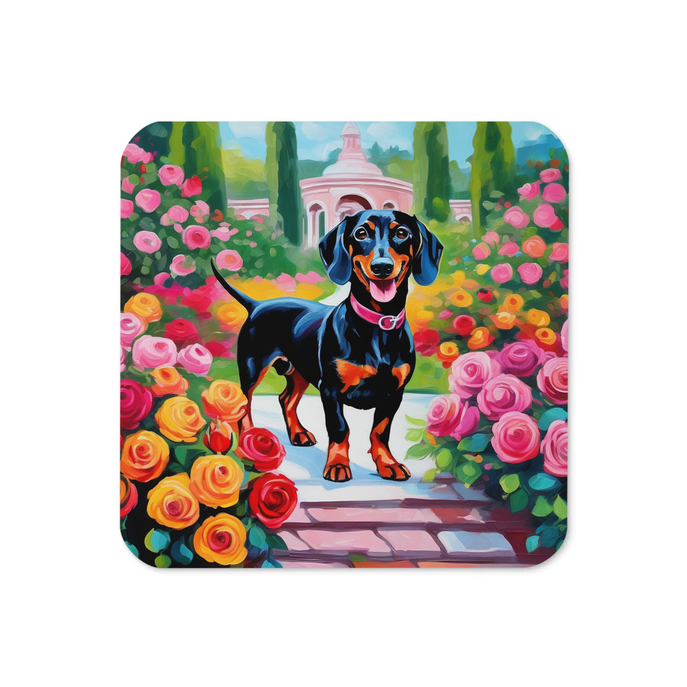 PugMug Custom Black Dachshund Coaster