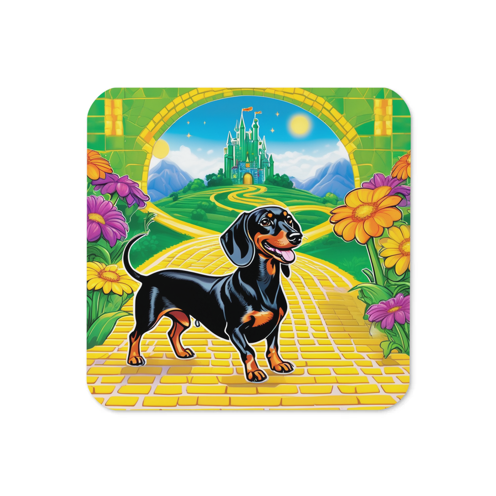 PugMug Custom Black Dachshund Coaster