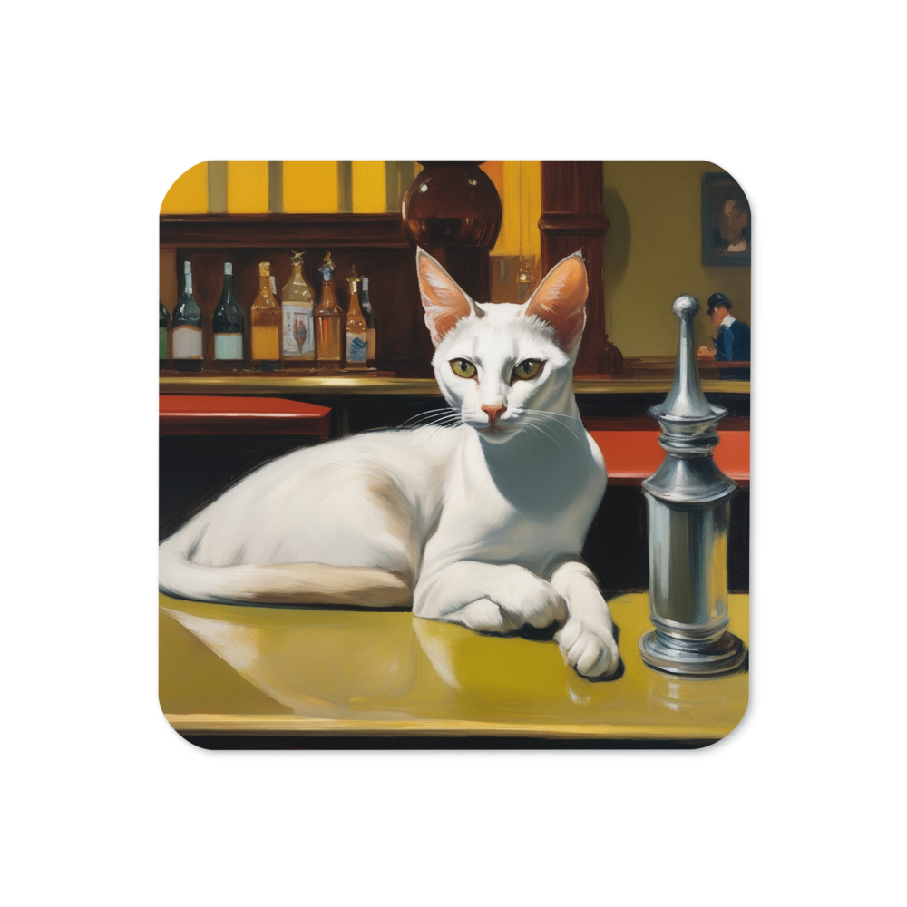 PugMug Custom White Abyssinian Cat Coaster