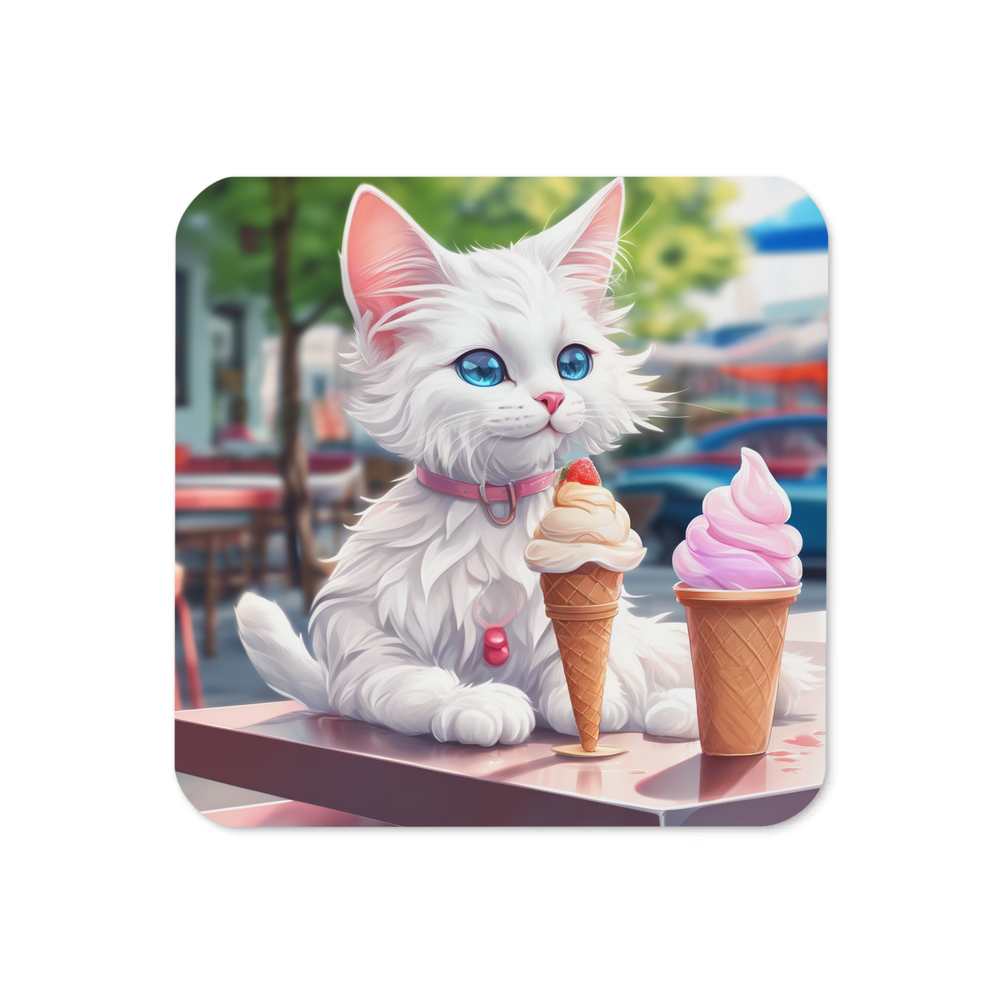 PugMug Custom White Companion Cat Coaster