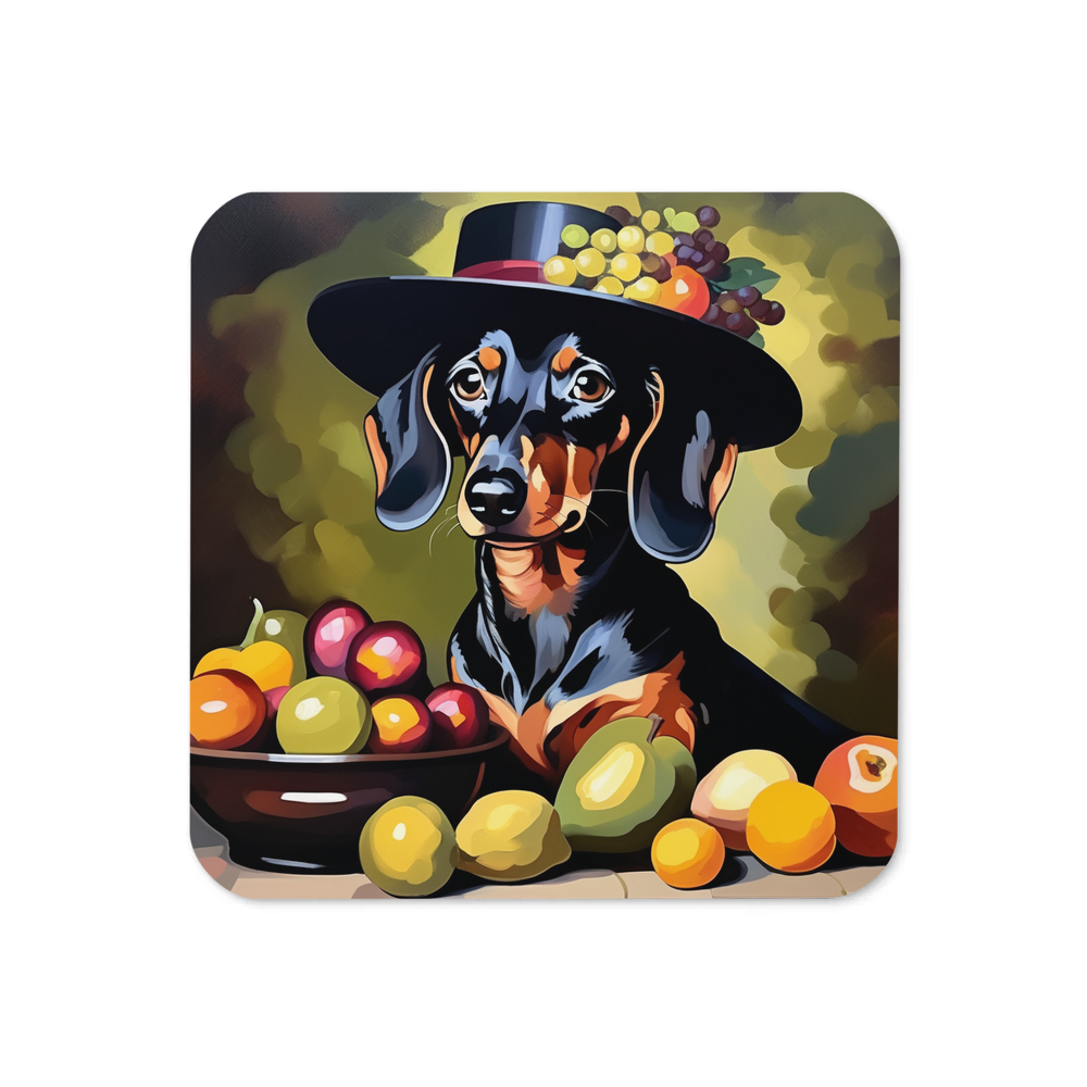 PugMug Custom Black Dachshund Coaster