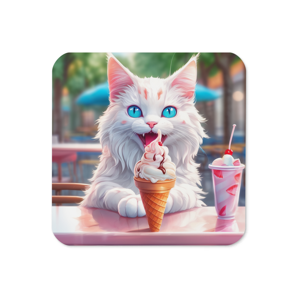 PugMug Custom White Companion Cat Coaster