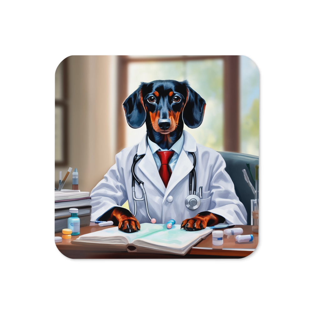 PugMug Custom Black Dachshund Coaster