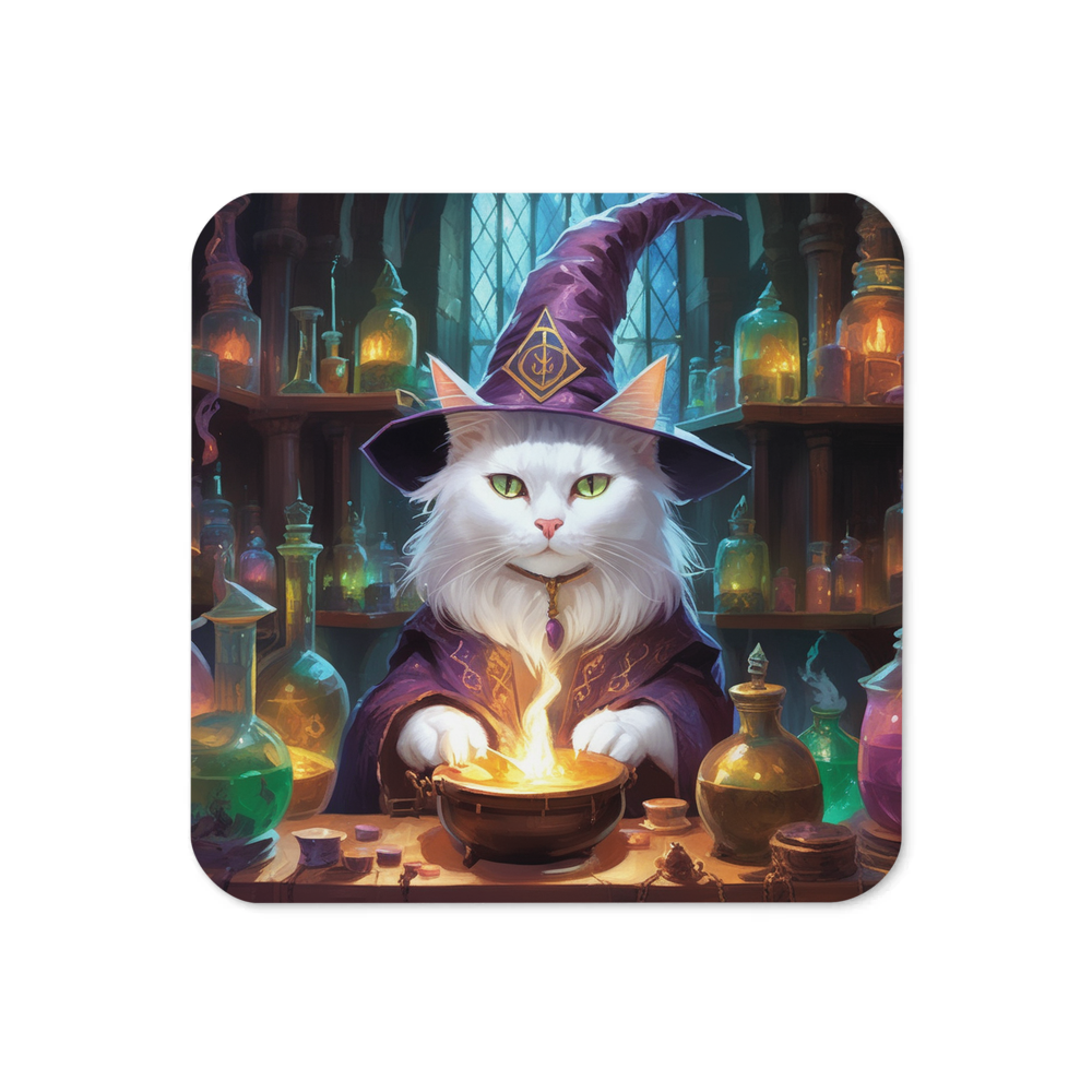 PugMug Custom White Companion Cat Coaster