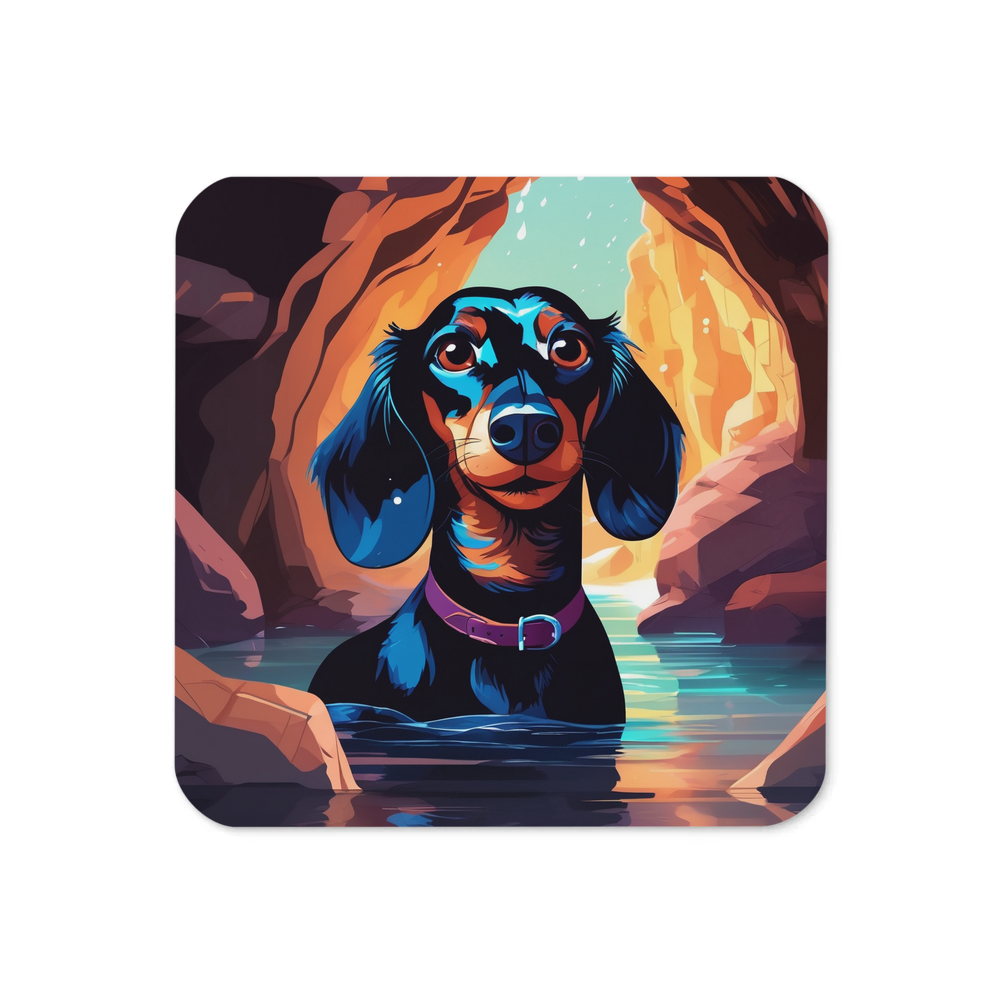 PugMug Custom Black Dachshund Coaster