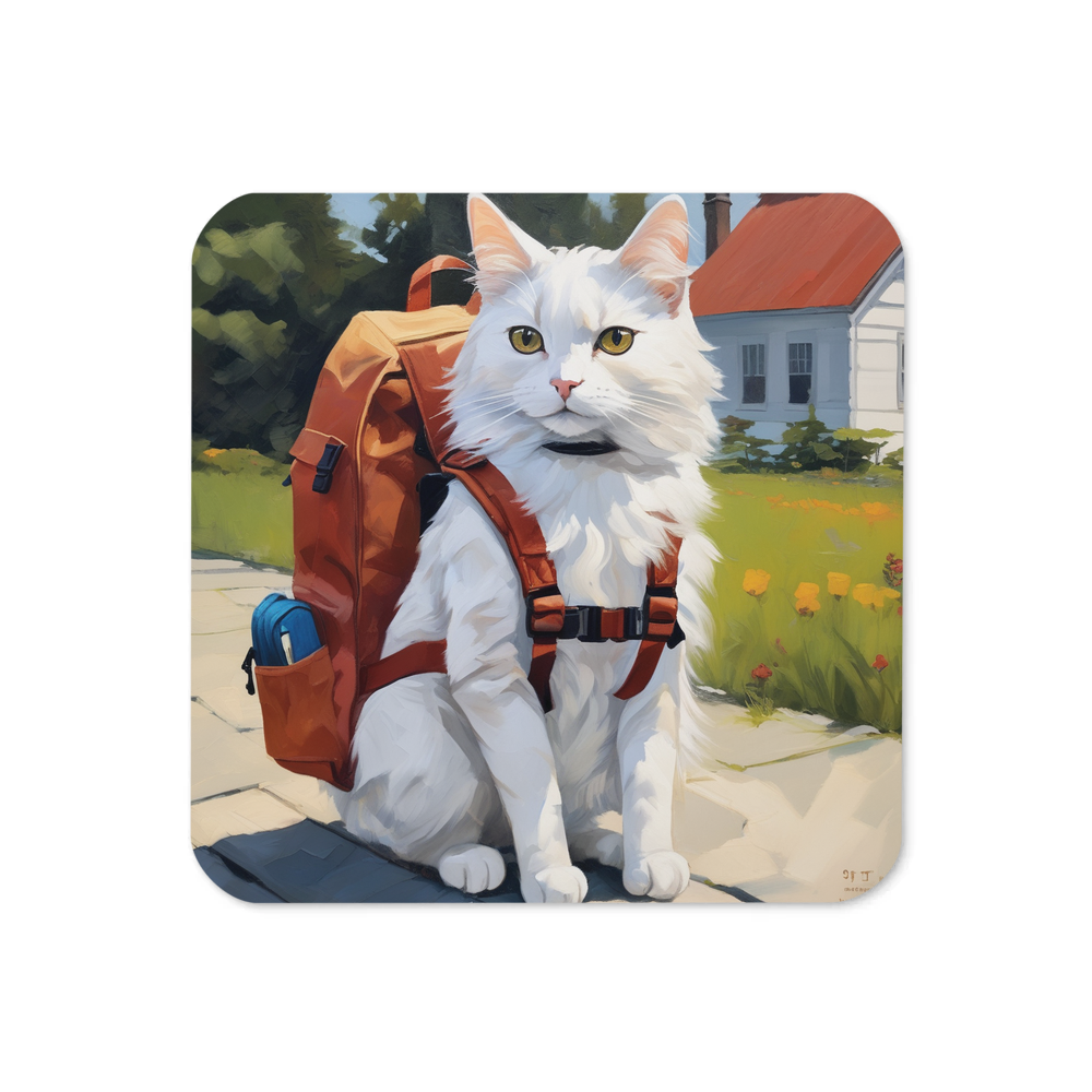 PugMug Custom White Companion Cat Coaster