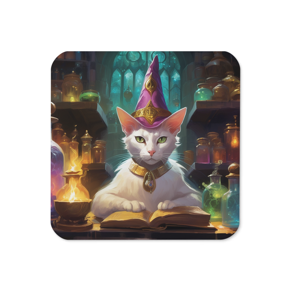 PugMug Custom White Abyssinian Cat Coaster