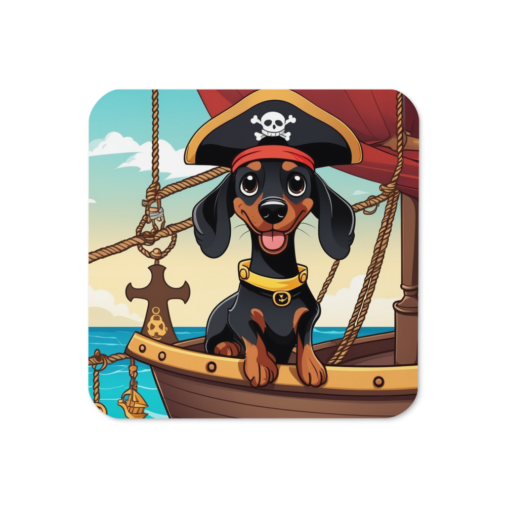 PugMug Custom Black Dachshund Coaster