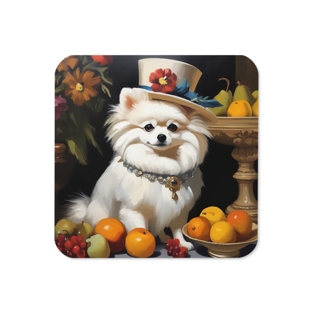 PugMug Custom White Pomeranian Coaster