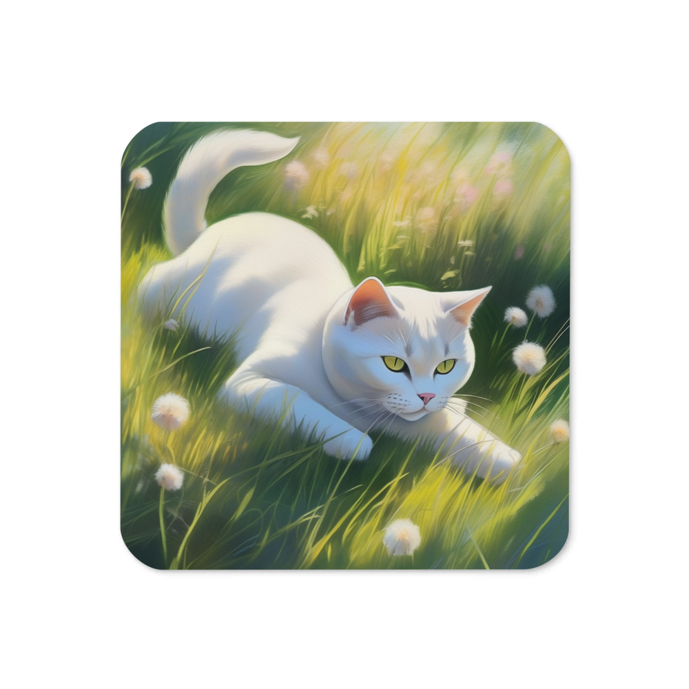 PugMug Custom White British Shorthair Cat Coaster