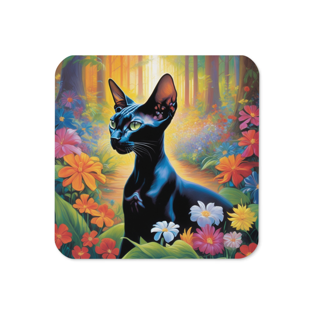PugMug Custom Black Sphynx Cat Coaster