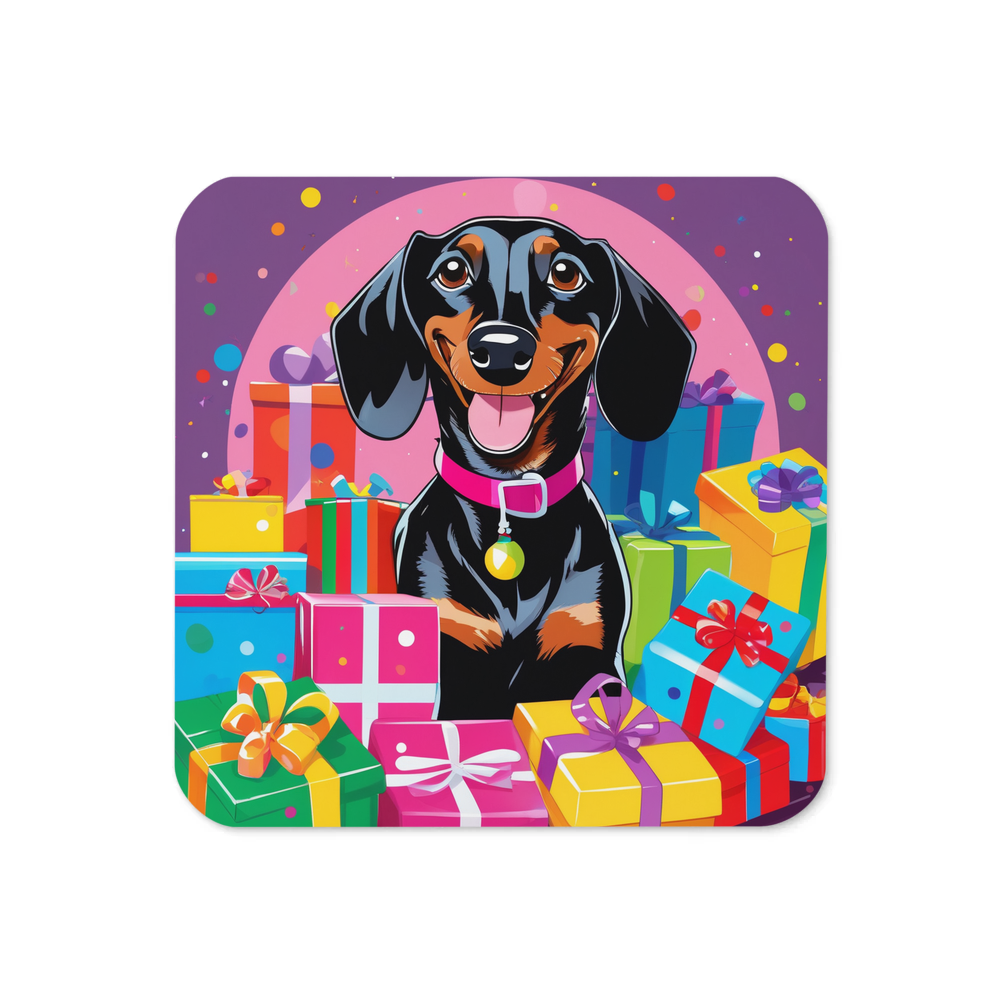 PugMug Custom Black Dachshund Coaster