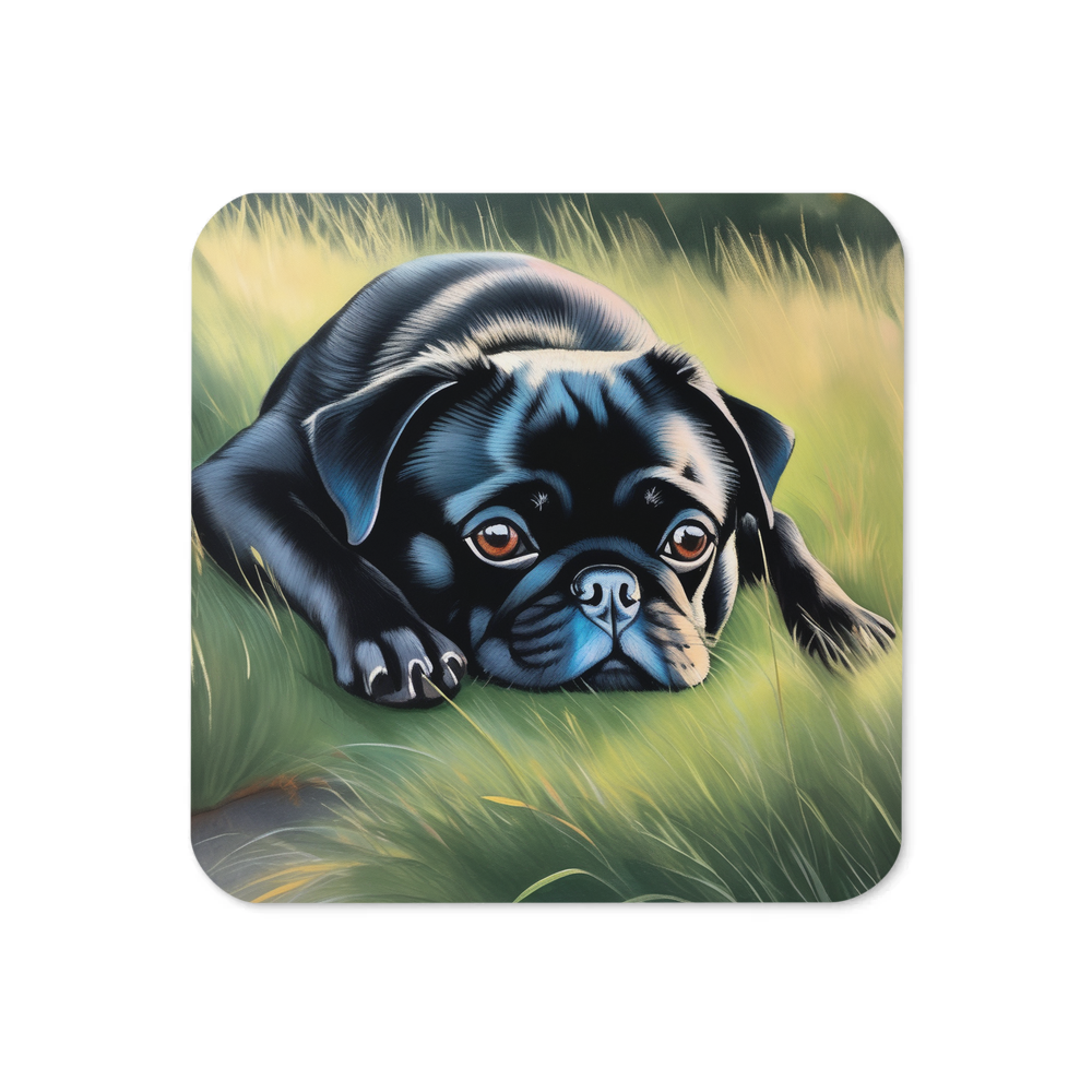 PugMug Custom Black Pug Coaster