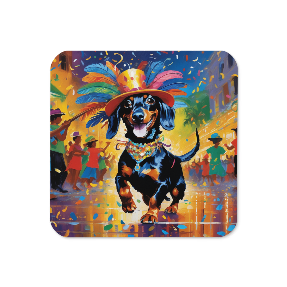 PugMug Custom Black Dachshund Coaster