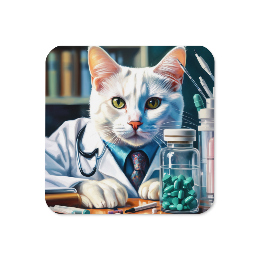 PugMug Custom White Companion Cat Coaster