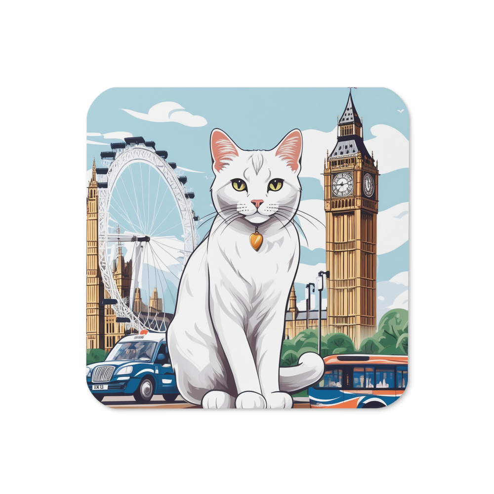 PugMug Custom White Companion Cat Coaster