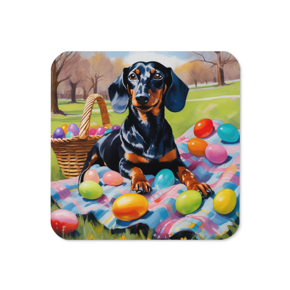 PugMug Custom Black Dachshund Coaster