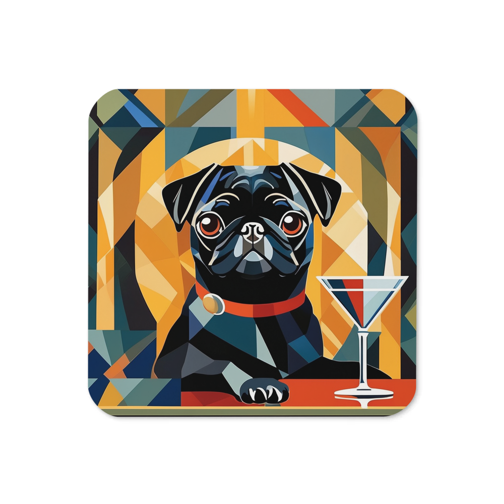 PugMug Custom Black Pug Coaster