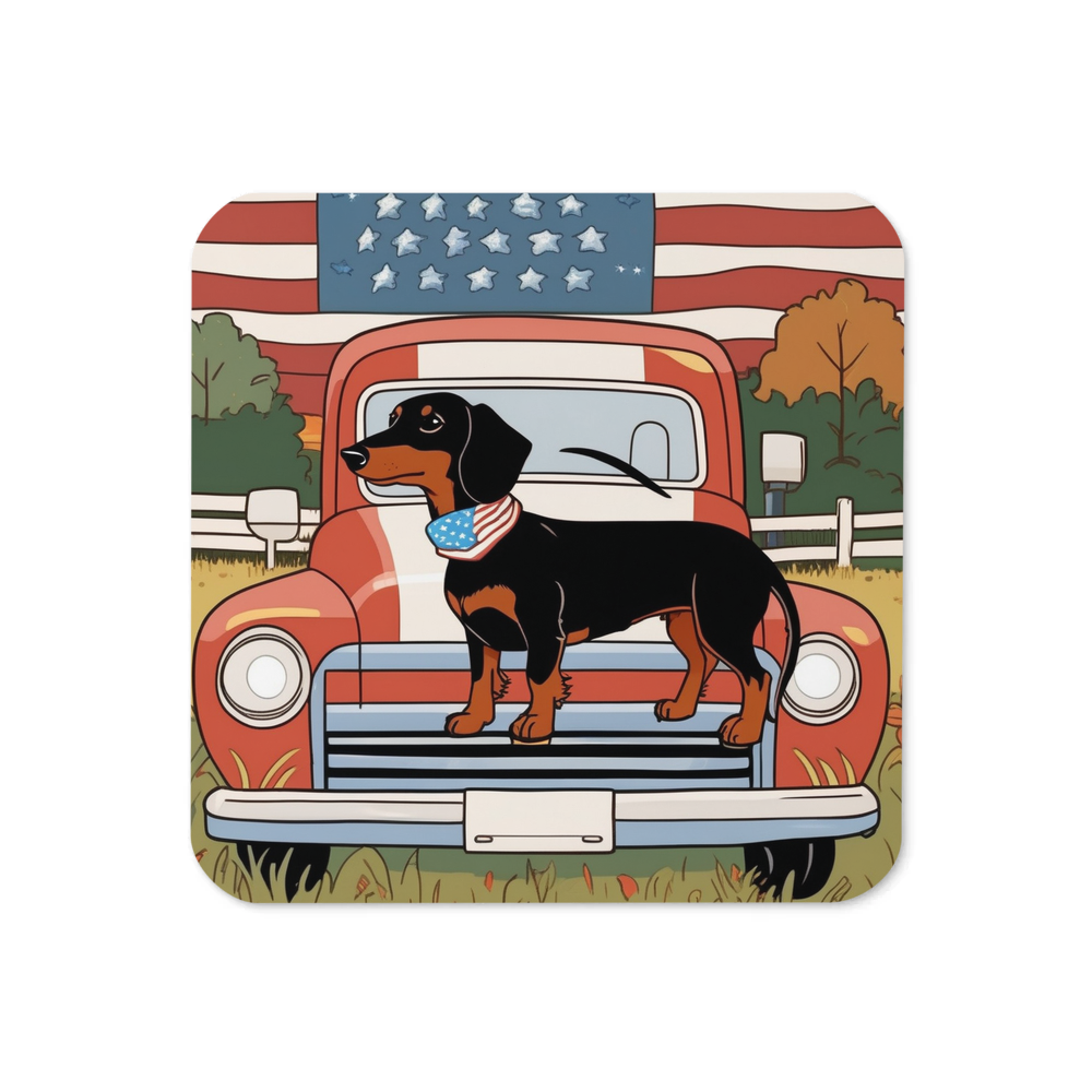 PugMug Custom Black Dachshund Coaster