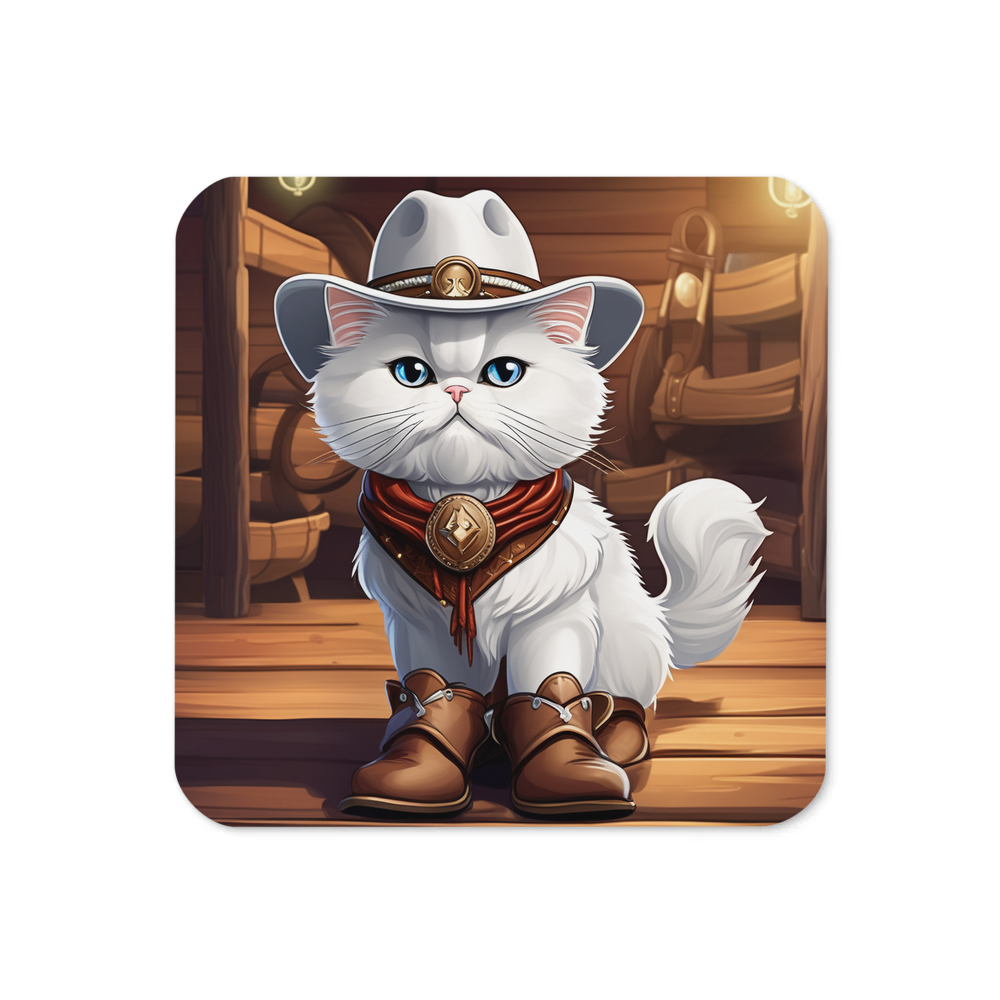 PugMug Custom White Persian Cat Coaster