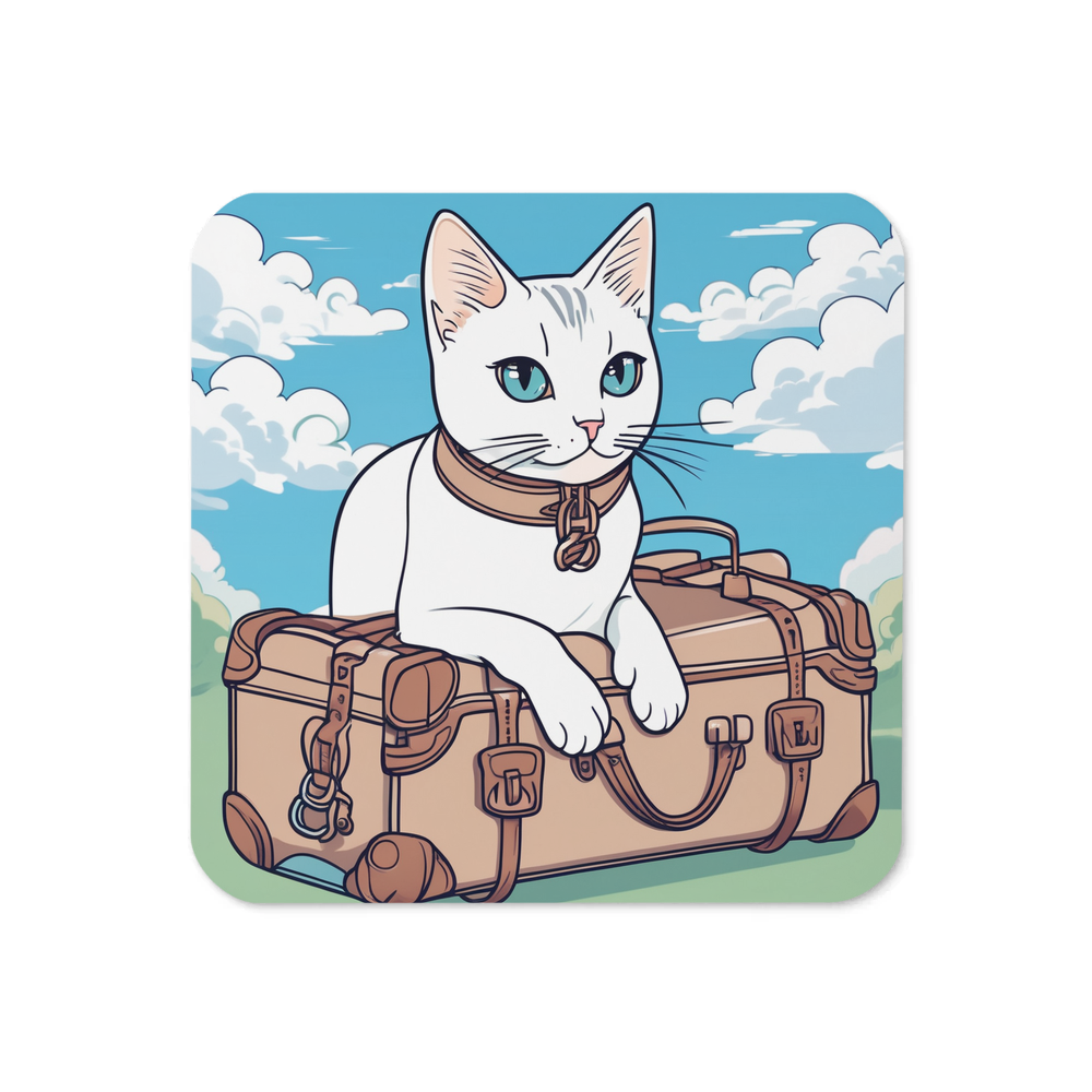 PugMug Custom White Companion Cat Coaster