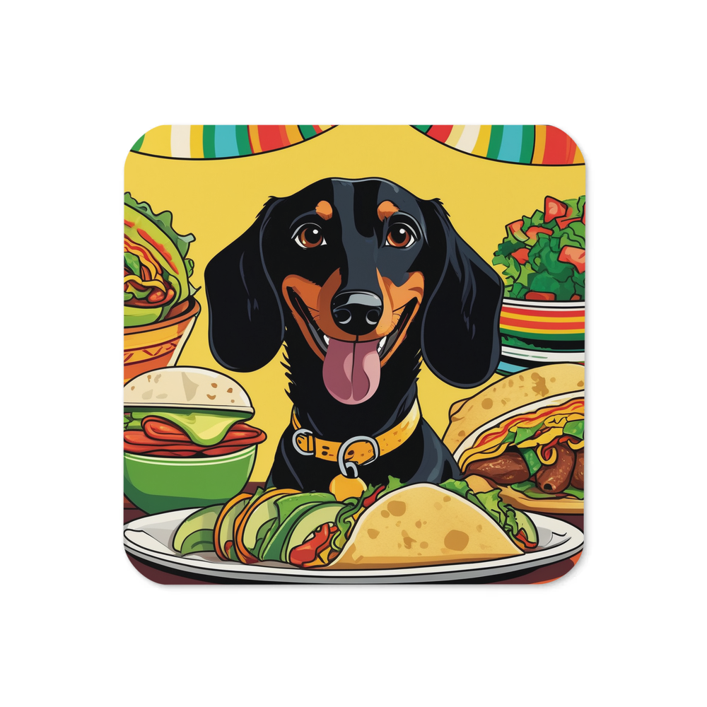 PugMug Custom Black Dachshund Coaster