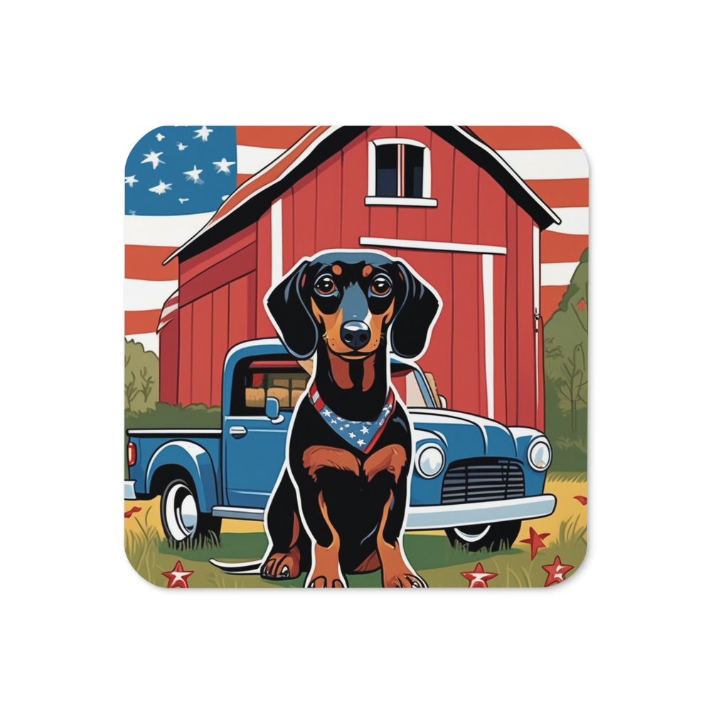 PugMug Custom Black Dachshund Coaster