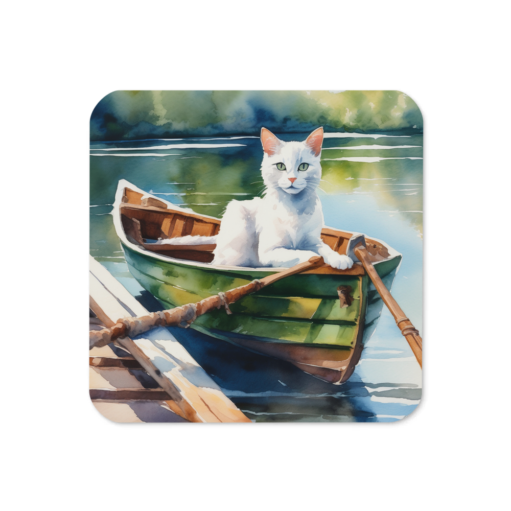 PugMug Custom White Companion Cat Coaster