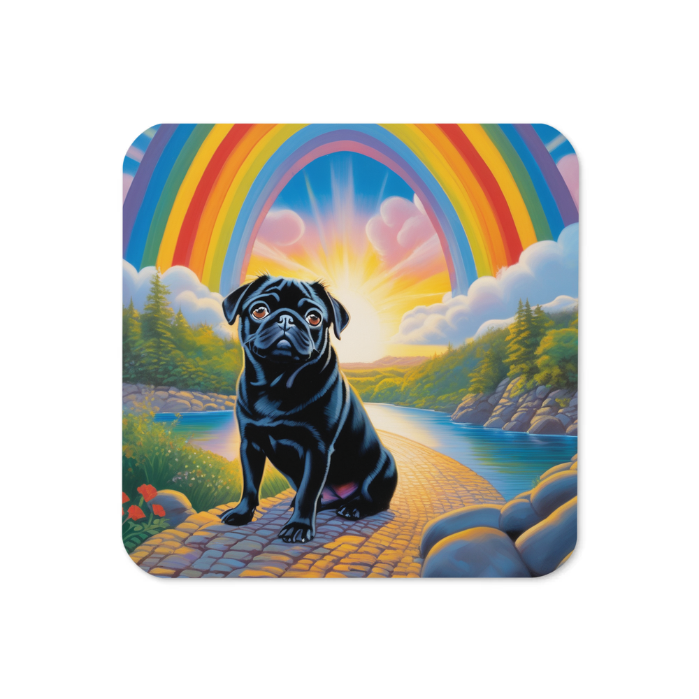 PugMug Custom Black Pug Coaster