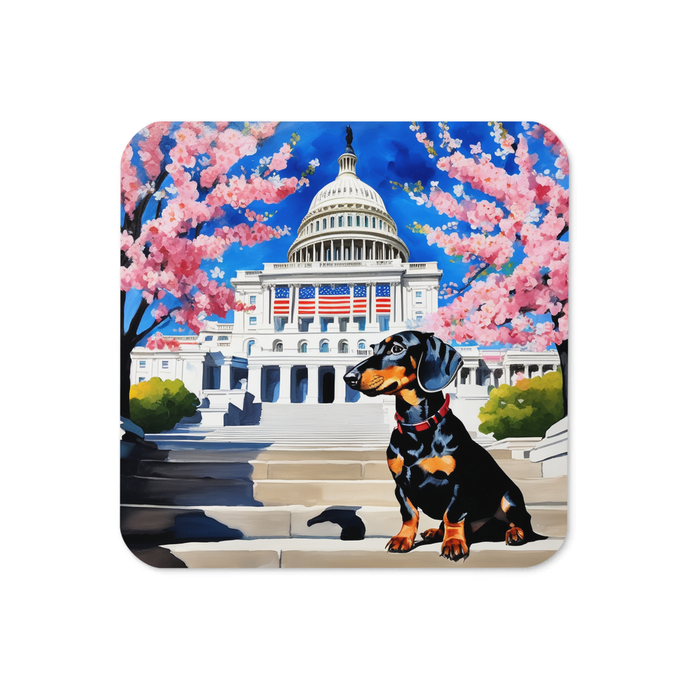 PugMug Custom Black Dachshund Coaster